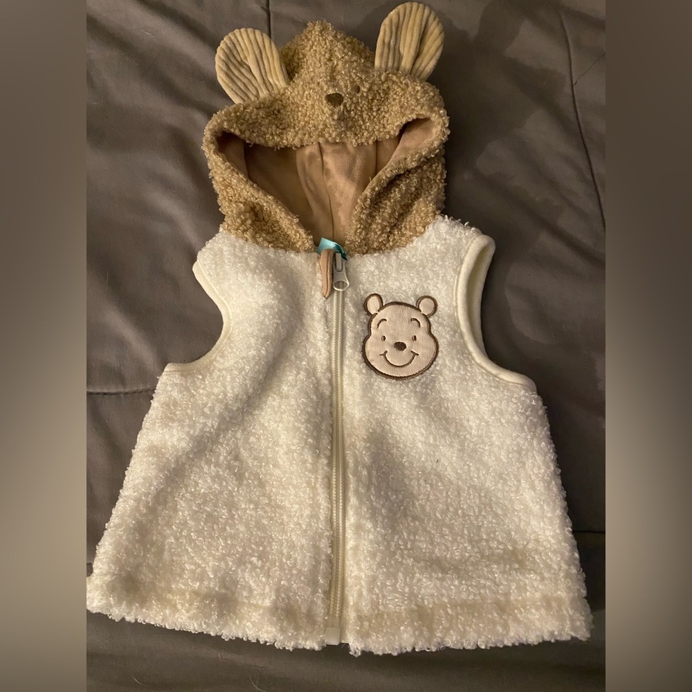 Disney Baby White and Tan Sweater Vest